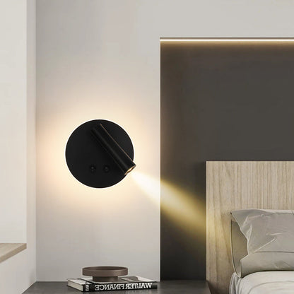 Avelena | Moderne Minimalistische Rechteckige Runde Eisen Aluminium LED Wandlampe Für Schlafzimmer