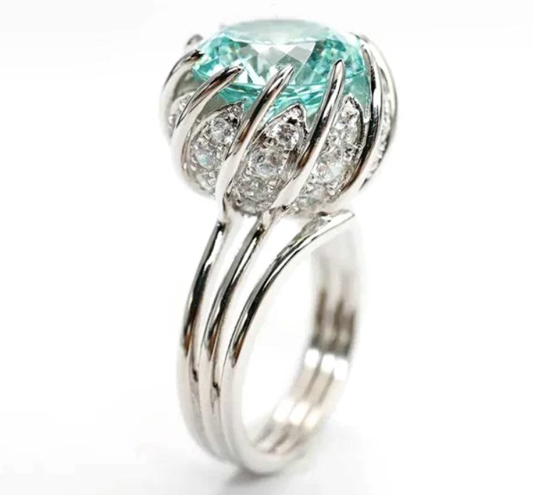 Avelena | 6 Karat Paraiba Blau-grün Lotus-Diamantring
