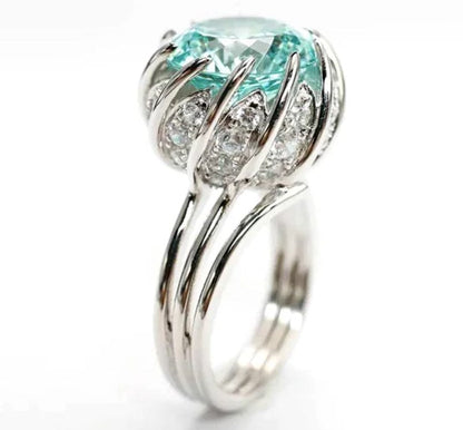 Avelena | 6 Karat Paraiba Blau-grün Lotus-Diamantring