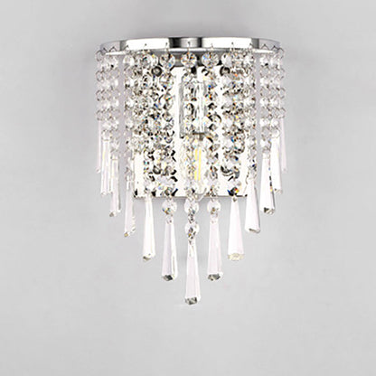 Avelena | Moderne Luxus Halbrunde Achteck Perlen Edelstahl Kristall 1-Licht Wand Sconce Lampe Für Wohnzimmer