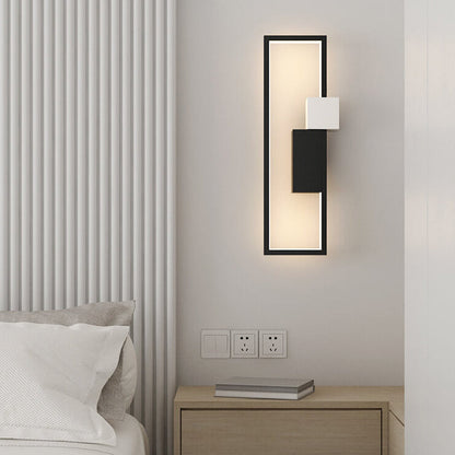 Avelena | Minimalistische Kreative Quadratische Rahmen Eisen Silikon LED Wandlampe