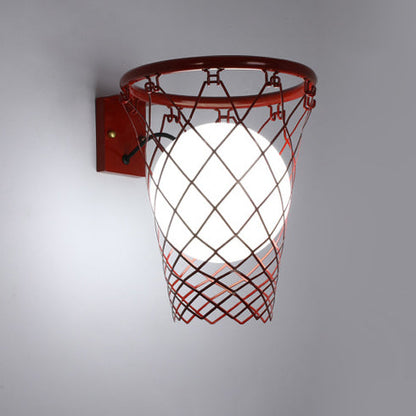 Avelena | Slamora Kinder Wandleuchte | Basketballkorb Design | Glas & Metall | Art Déco Stil | Schlafzimmerlicht