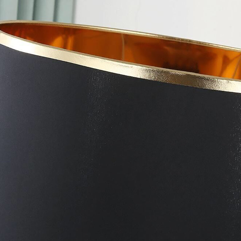 Avelena | Moderne Übergangs-Zylinder-Eisen-Stoff 1-Lampe Tischlampe für das Wohnzimmer