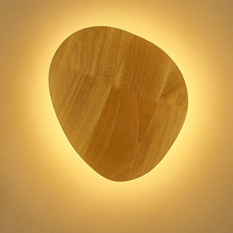Avelena | Moderne Minimalistische Runde Irreguläre Oval Holz LED Wandleuchte Lampe Für Wohnzimmer