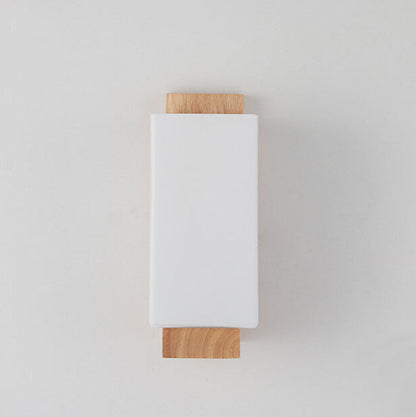 Avelena | Moderner minimalistischer Massivholz Quadrat Glas Säulen 1-Lampe Wand sconces Leuchte