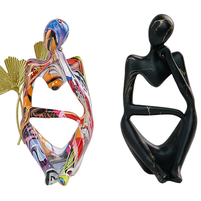 Avelena | Bunte Graffiti Abstracte Harz Handgemachte Kunstwerke Skulptur Denker Figurine Statue Heimdekoration Innenraum Büro Schreibtisch Ornamente