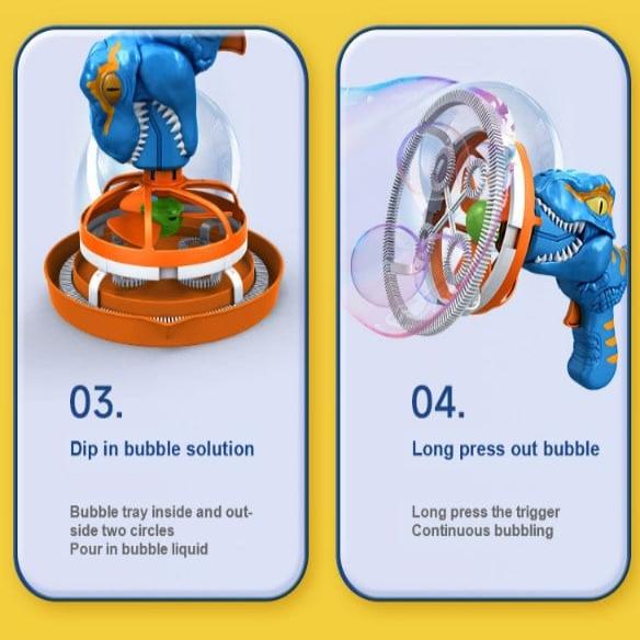 Avelena | Dinosaurier Seifenblasen Blaster | Tragbar & Leise | Kindersicheres ABS