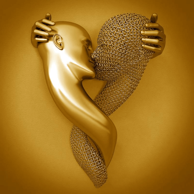 Avelena | Romantisches Leinwandbild mit Metallfigur