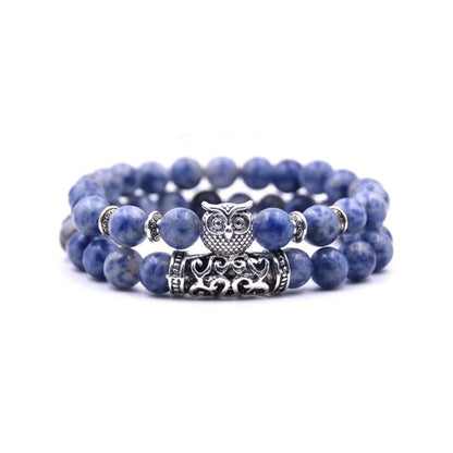 Avelena | Eule Charme Naturstein Armband