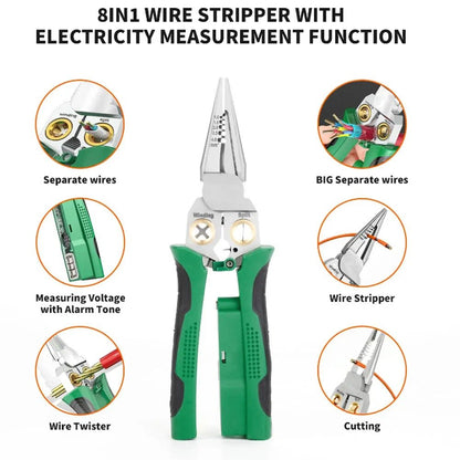 Avelena | 8 in 1 Drahtabzieher Twister zum Schneiden und Ziehen von Drähten, Kabelschneider, Spannungsprüferzange, 12V bis 250V unter Spannung