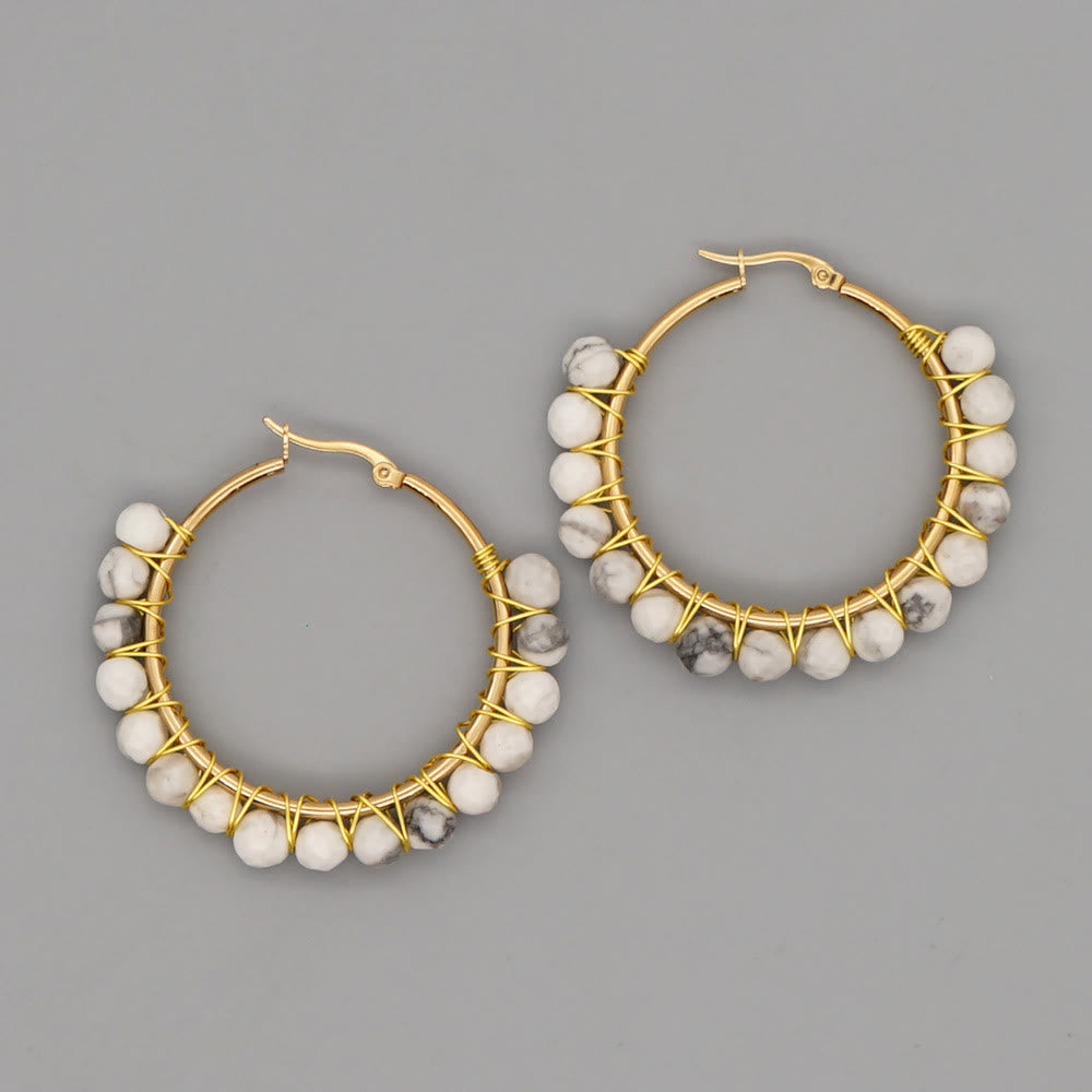 Avelena | Boho natürliche Kristalle große Hoop Ohrringe Sanne