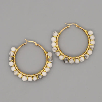 Avelena | Boho natürliche Kristalle große Hoop Ohrringe Sanne