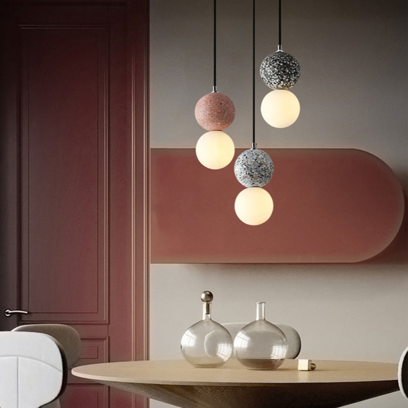 Avelena | Valentina Moderne Ball LED Pendelleuchten Schwarz Weiß Glas
