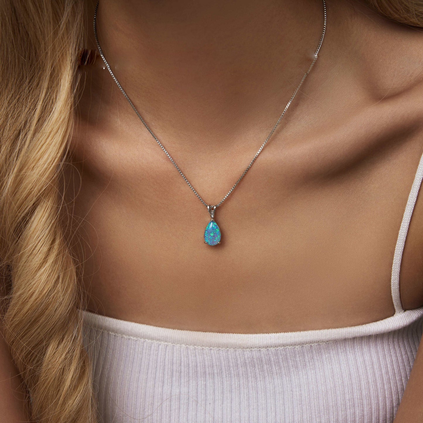 Avelena | Minimalist Drop Opal Pendant Necklace Selina