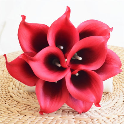 Avelena | 10 marineblaue Calla-Lilien PU Real Touch Blumen Hochzeitsdekoration Sträuße Tischdekoration Kunstblumen Wohnkultur