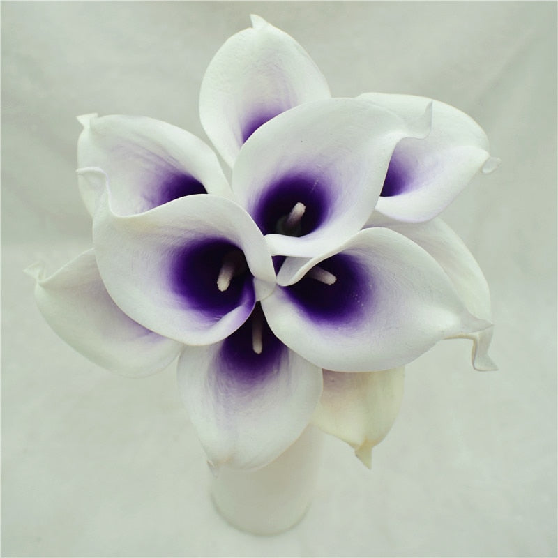Avelena | 10 marineblaue Calla-Lilien PU Real Touch Blumen Hochzeitsdekoration Sträuße Tischdekoration Kunstblumen Wohnkultur