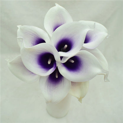 Avelena | 10 marineblaue Calla-Lilien PU Real Touch Blumen Hochzeitsdekoration Sträuße Tischdekoration Kunstblumen Wohnkultur