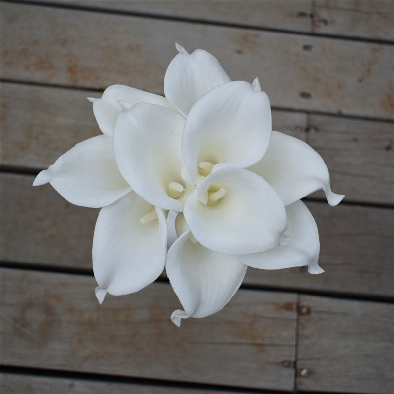 Avelena | 10 marineblaue Calla-Lilien PU Real Touch Blumen Hochzeitsdekoration Sträuße Tischdekoration Kunstblumen Wohnkultur