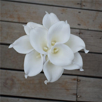 Avelena | 10 marineblaue Calla-Lilien PU Real Touch Blumen Hochzeitsdekoration Sträuße Tischdekoration Kunstblumen Wohnkultur