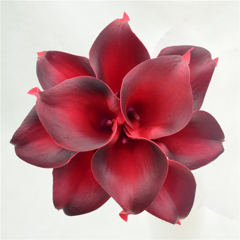 Avelena | 10 marineblaue Calla-Lilien PU Real Touch Blumen Hochzeitsdekoration Sträuße Tischdekoration Kunstblumen Wohnkultur