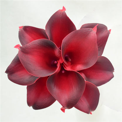 Avelena | 10 marineblaue Calla-Lilien PU Real Touch Blumen Hochzeitsdekoration Sträuße Tischdekoration Kunstblumen Wohnkultur