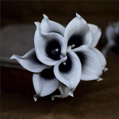 Avelena | 10 marineblaue Calla-Lilien PU Real Touch Blumen Hochzeitsdekoration Sträuße Tischdekoration Kunstblumen Wohnkultur