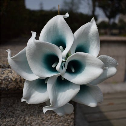 Avelena | 10 marineblaue Calla-Lilien PU Real Touch Blumen Hochzeitsdekoration Sträuße Tischdekoration Kunstblumen Wohnkultur