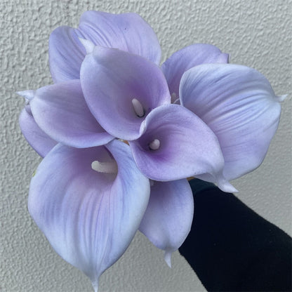 Avelena | 10 marineblaue Calla-Lilien PU Real Touch Blumen Hochzeitsdekoration Sträuße Tischdekoration Kunstblumen Wohnkultur