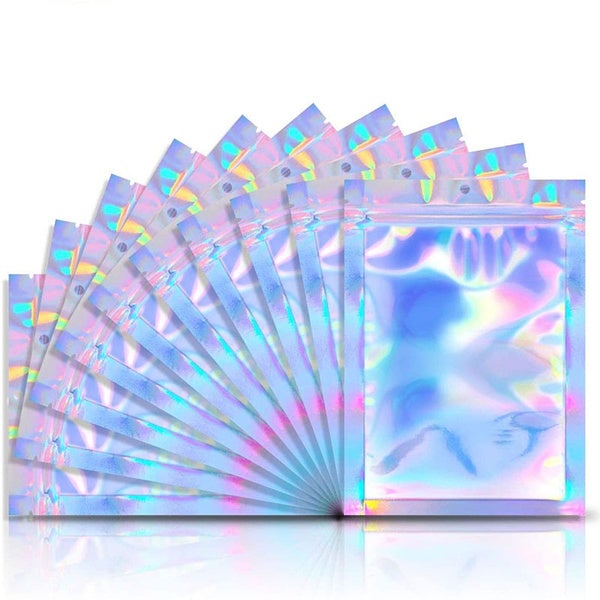 Avelena | 100-Pack: Wiederverschließbare holografische Folientaschen
