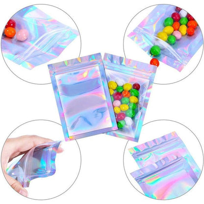 Avelena | 100-Pack: Wiederverschließbare holografische Folientaschen