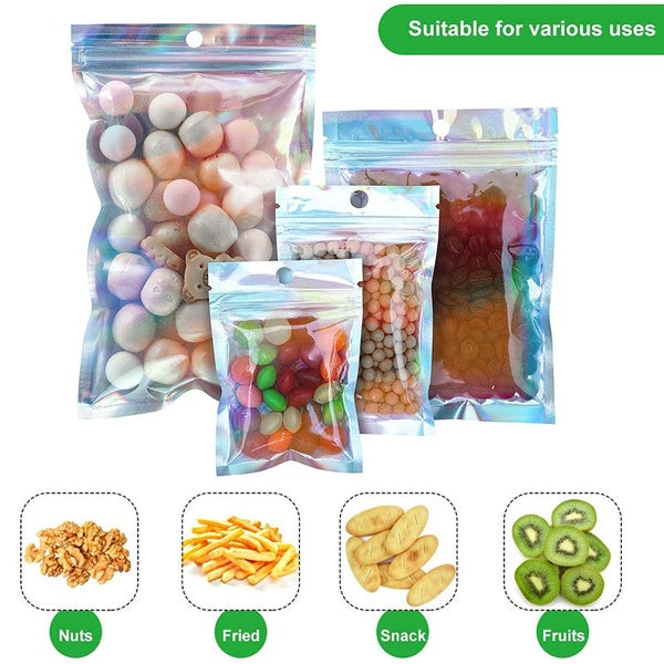 Avelena | 100-Pack: Wiederverschließbare holografische Folientaschen