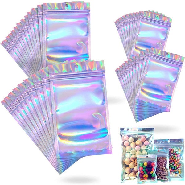 Avelena | 100-Pack: Wiederverschließbare holografische Folientaschen