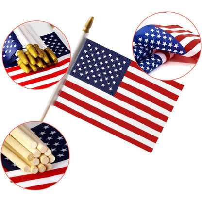 Avelena | 100-Pack: USA 4x6 in Holzstabflagge