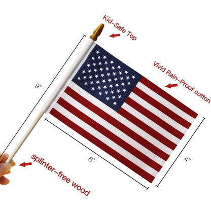 Avelena | 100-Pack: USA 4x6 in Holzstabflagge