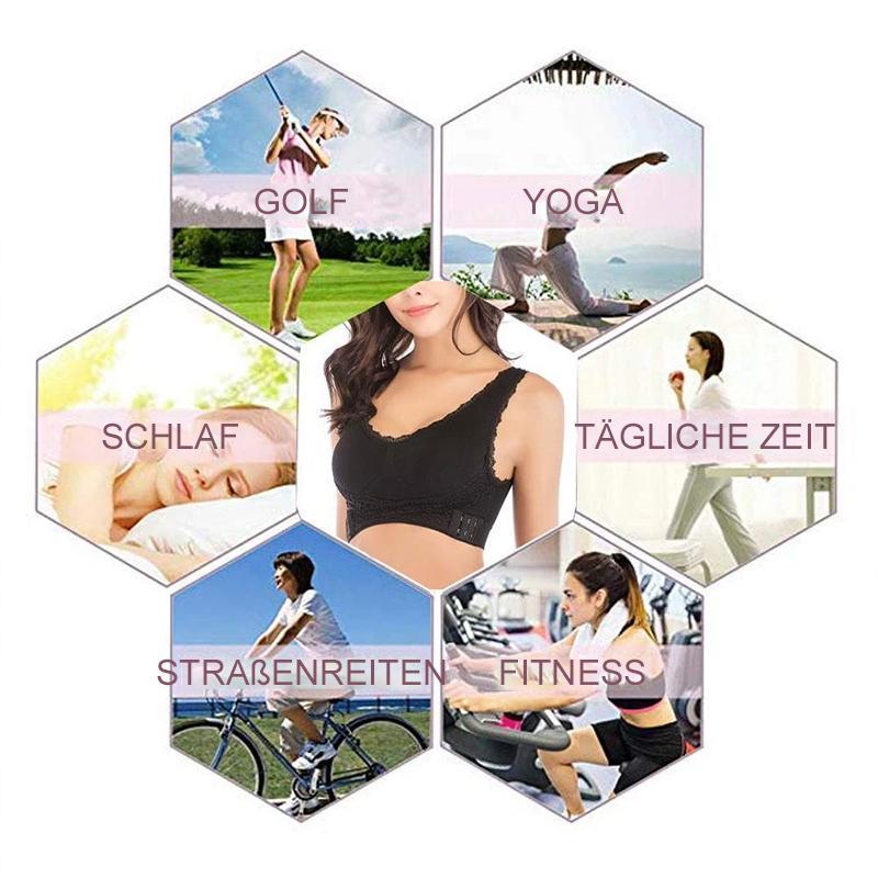 Avelena | Drahtloser vorderer Kreuzschnallen-Spitzenlift-BH