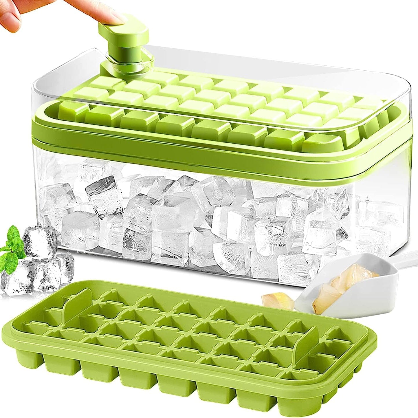 Avelena | 101oz. Eiswürfelschale Set - 64 Stück Silikon Eiswürfelschale mit Deckel & Behälter