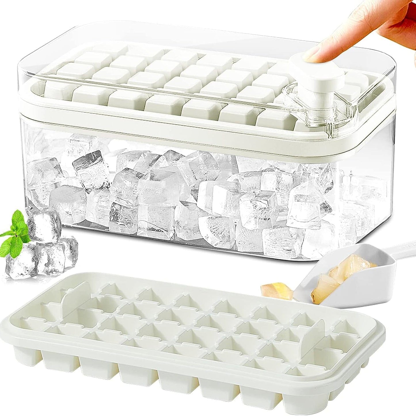 Avelena | 101oz. Eiswürfelschale Set - 64 Stück Silikon Eiswürfelschale mit Deckel & Behälter