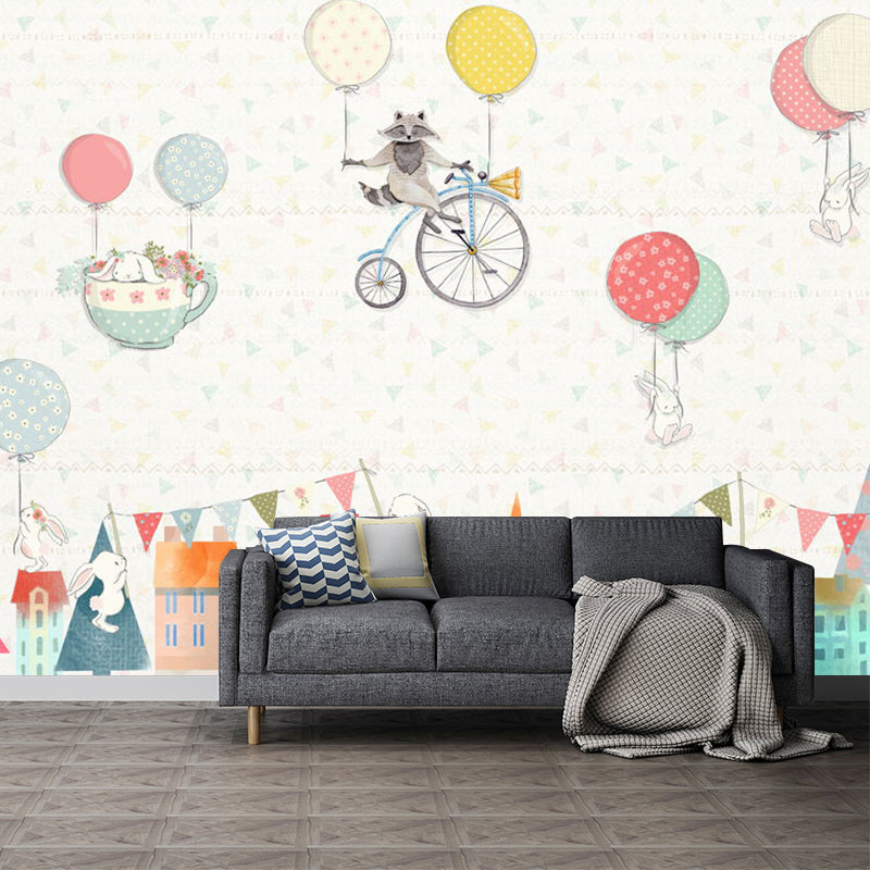 Avelena | Benutzerdefinierte Illustration Ballon Wandmalerei Dekoraufkleber für Das Kinderzimmer In Beige, Personalisierte Größe Verfügbar