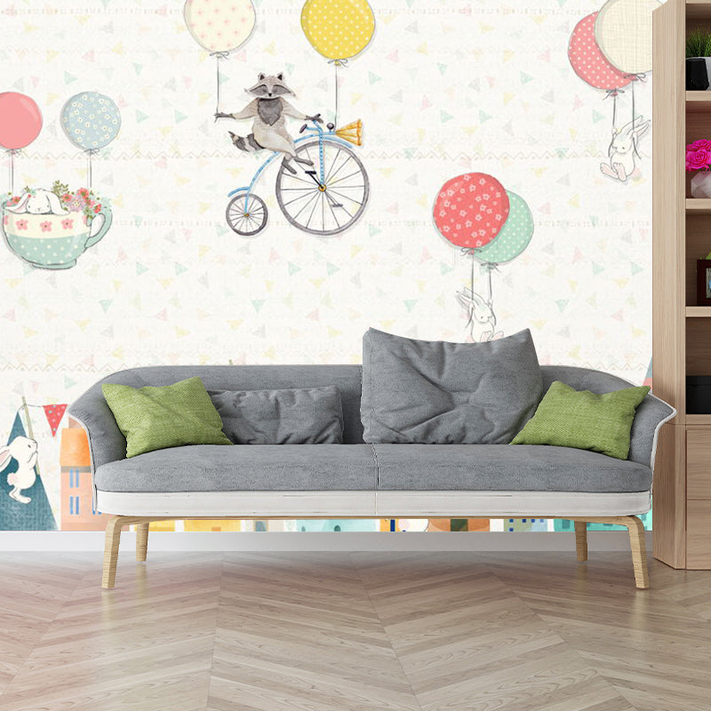 Avelena | Benutzerdefinierte Illustration Ballon Wandmalerei Dekoraufkleber für Das Kinderzimmer In Beige, Personalisierte Größe Verfügbar