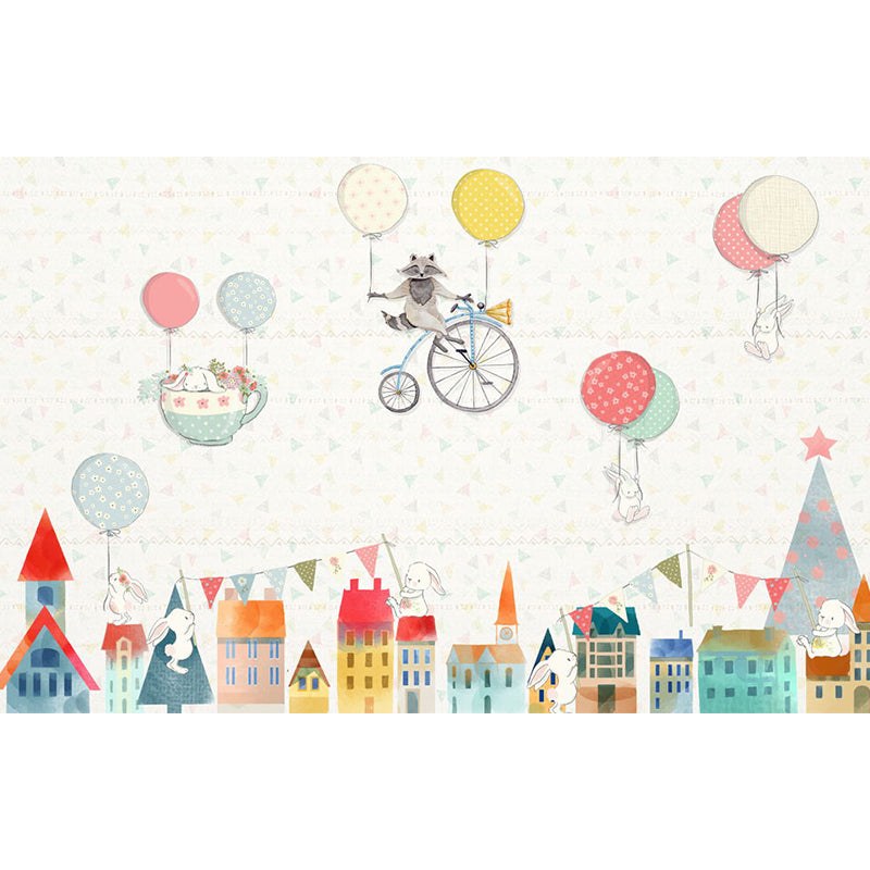 Avelena | Benutzerdefinierte Illustration Ballon Wandmalerei Dekoraufkleber für Das Kinderzimmer In Beige, Personalisierte Größe Verfügbar