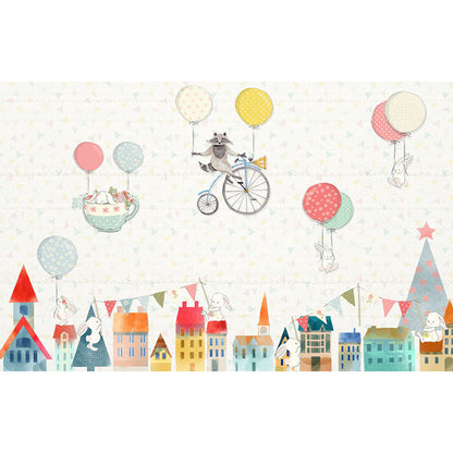 Avelena | Benutzerdefinierte Illustration Ballon Wandmalerei Dekoraufkleber für Das Kinderzimmer In Beige, Personalisierte Größe Verfügbar