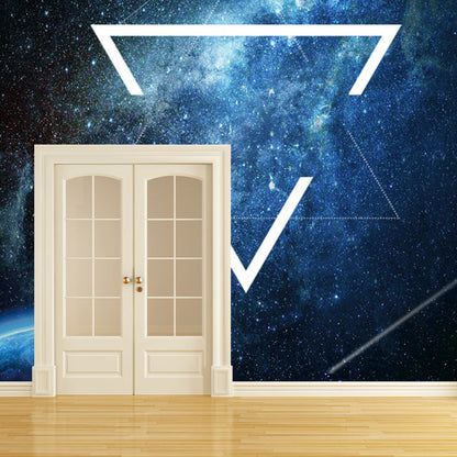 Avelena | Zeitgenössisches Planet-Wandgemälde für Akzentwand, Personalisierte Wandbekleidung In Blau