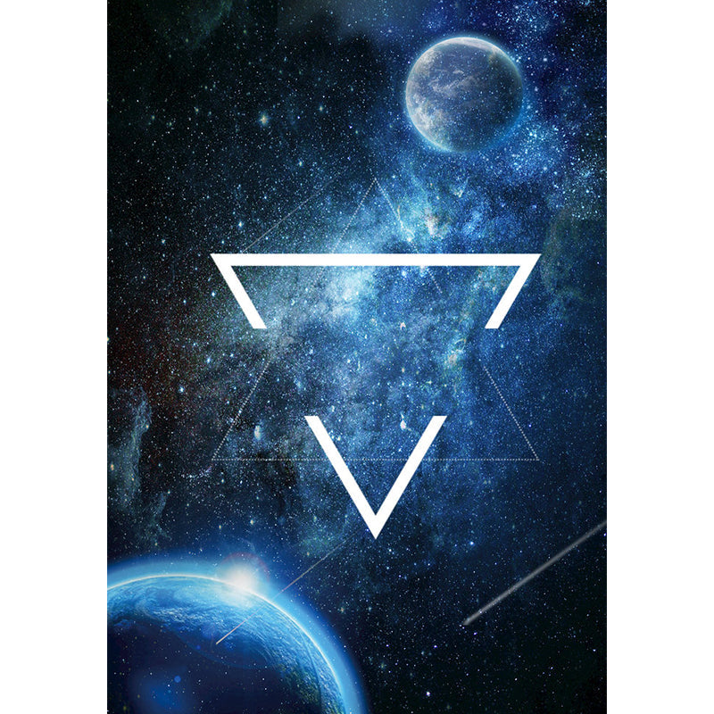 Avelena | Zeitgenössisches Planet-Wandgemälde für Akzentwand, Personalisierte Wandbekleidung In Blau