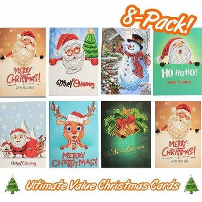 Avelena | 5D Diamantmalerei Weihnachtskarten Neuheit (8er-Pack)