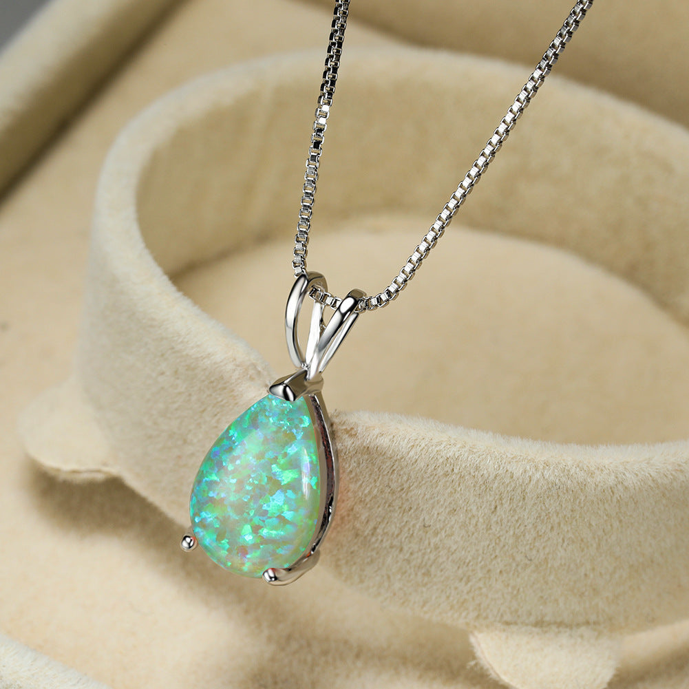 Avelena | Minimalist Drop Opal Pendant Necklace Selina