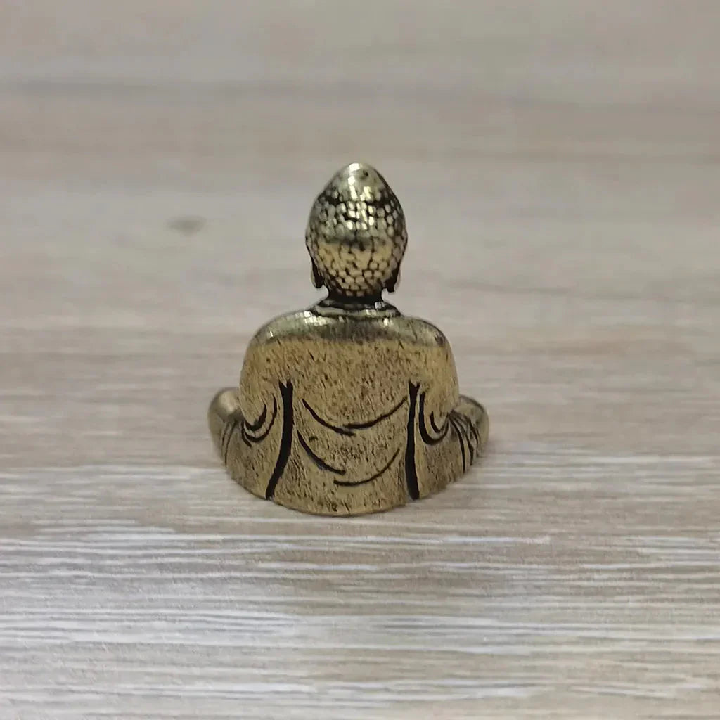 Avelena | 10 Stück Miniatur Messing Sitzende Buddha Statue Figur für Reisen Buddhismus Verehrung Zuhause Büro Schreibtisch Dekoration