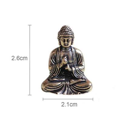 Avelena | 10 Stück Miniatur Messing Sitzende Buddha Statue Figur für Reisen Buddhismus Verehrung Zuhause Büro Schreibtisch Dekoration