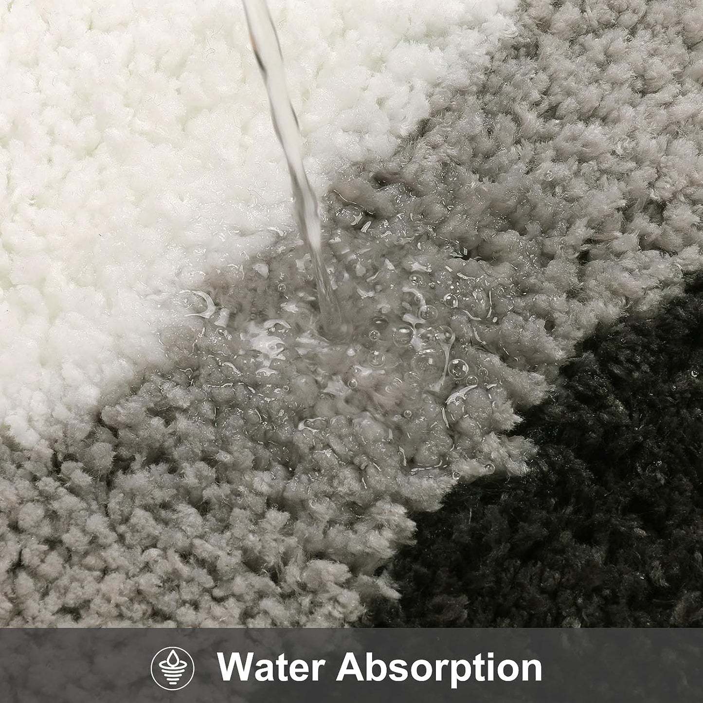 Avelena | Schwarz Verlauf Badmatten, Teppich für Badezimmer, Süßer rutschfester unregelmäßiger Teppich für Duschraum