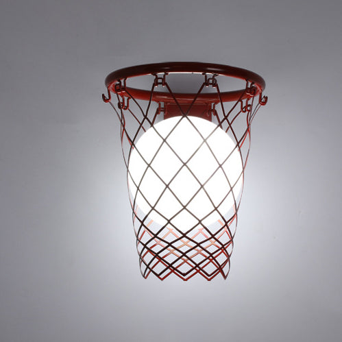 Avelena | Slamora Kinder Wandleuchte | Basketballkorb Design | Glas & Metall | Art Déco Stil | Schlafzimmerlicht
