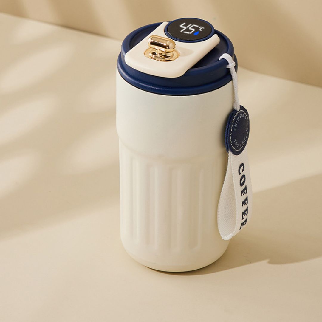 Avelena | Edelstahl  Kaffebecher mit LED Temperatur Anzeige 450 ML